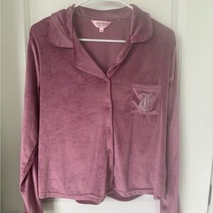 2 piece Juicy Couture Mauve Velour Shirt/Pant Set with Rhinestone Accent
